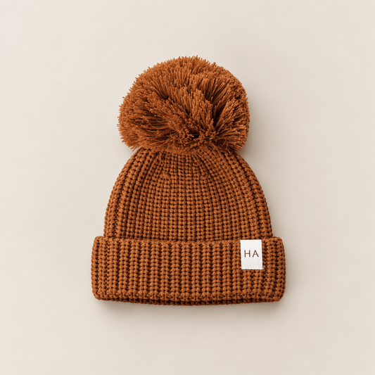 Cinnamon Organic Cotton Knit Baby Beanie Hat - Harp Angel Boutique