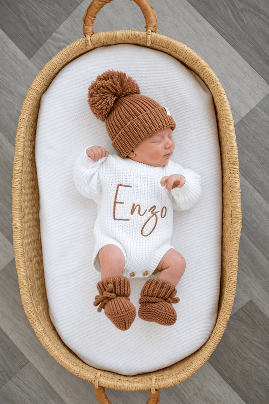 Cinnamon Organic Cotton Knit Baby Beanie Hat - Harp Angel Boutique