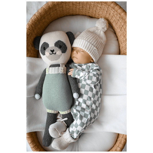 Jade Checker Bamboo Baby Pajamas Zipper Romper for newborn boy or girl