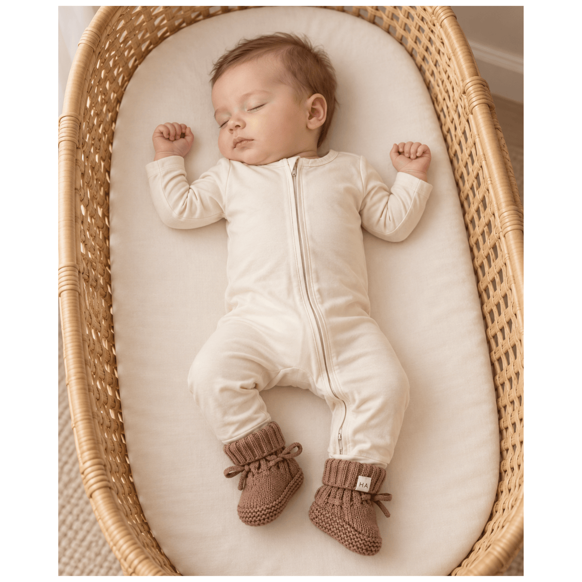 Cream Baby Pajamas | Zipper Romper - Harp Angel Boutique
