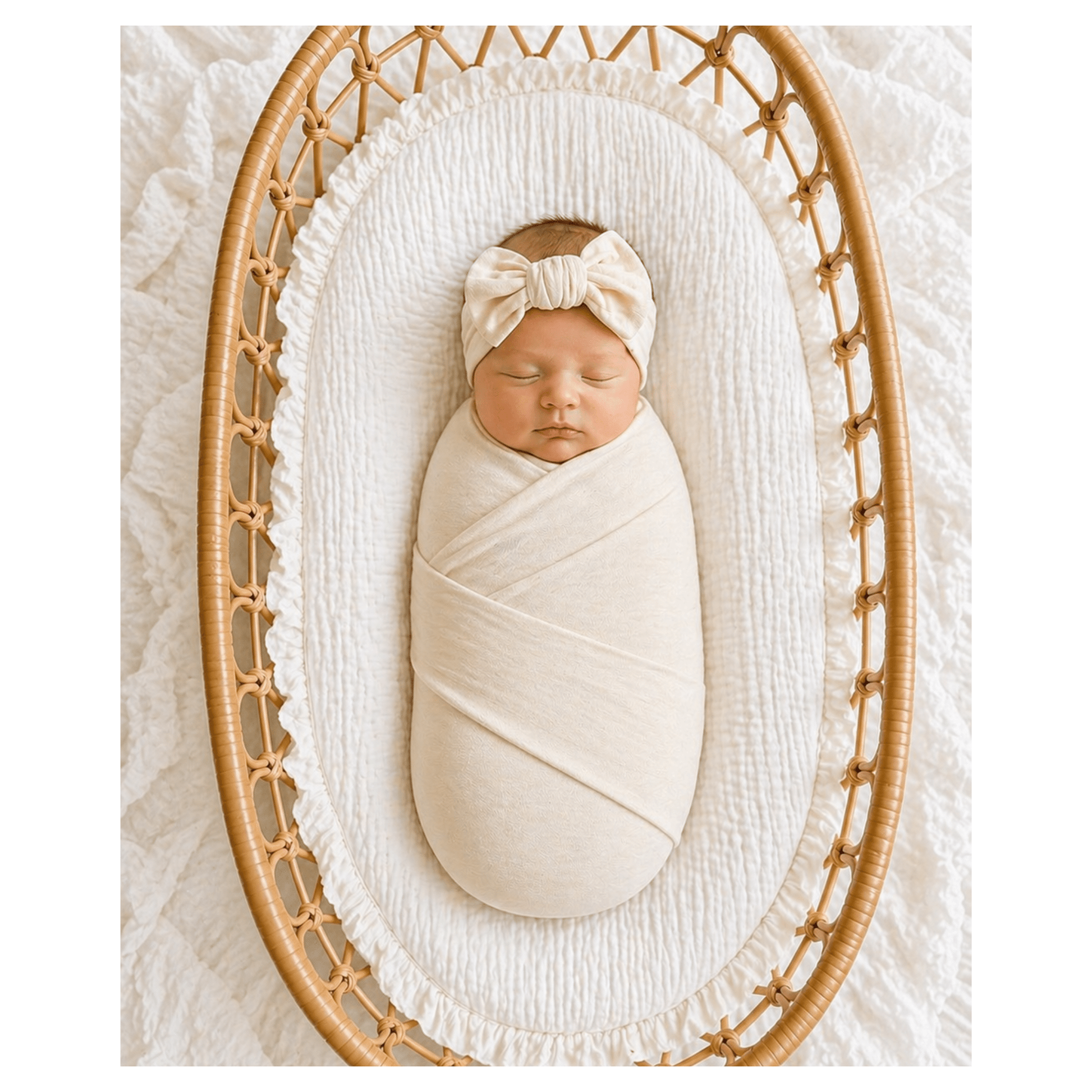Cream Bamboo Baby Swaddle Blanket – Stretch Newborn Swaddle - Harp Angel Boutique