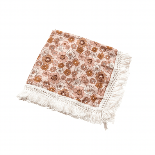 Fringe Swaddle Blanket - Floral - Harp Angel Boutique