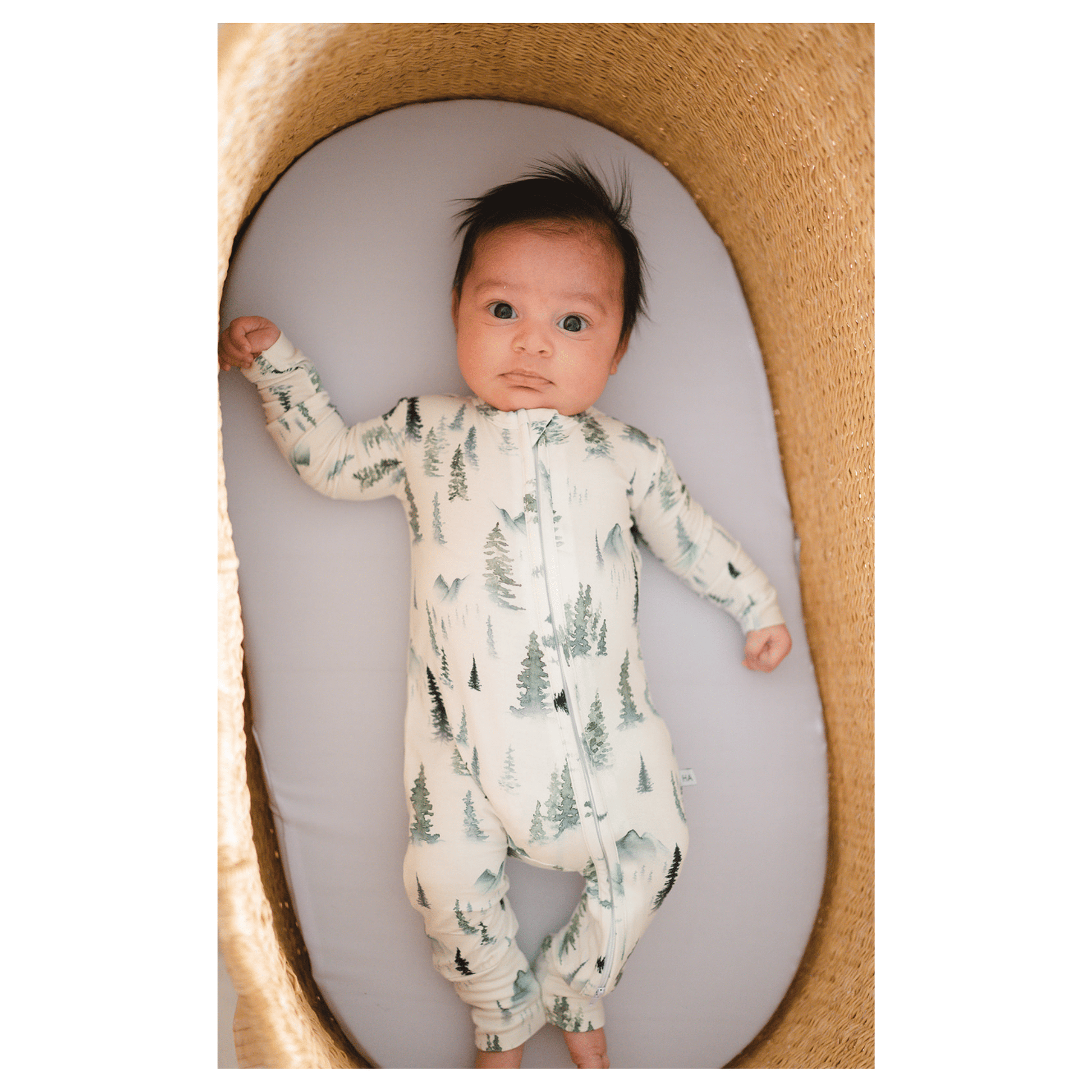 Green Forest Bamboo Baby Pajamas Zipper Romper for newborn boy