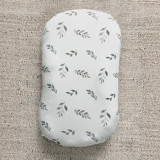 Green Leaves Bamboo Changing Pad Cover | Bassinet & Lounger Cover - Harp Angel Boutique