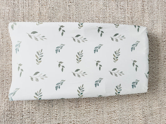 Green Leaves Bamboo Changing Pad Cover | Bassinet & Lounger Cover - Harp Angel Boutique