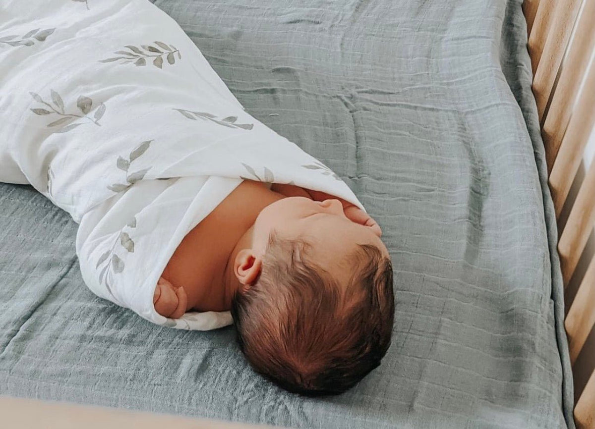 Green Leaves Muslin Swaddle Blanket - Harp Angel Boutique