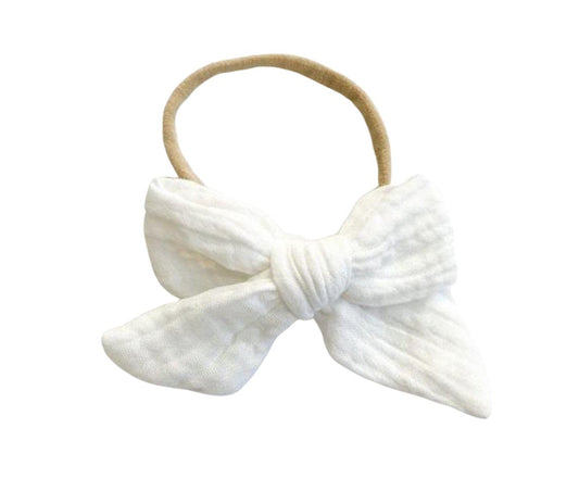 Knot Bow Headband - White - Harp Angel Boutique