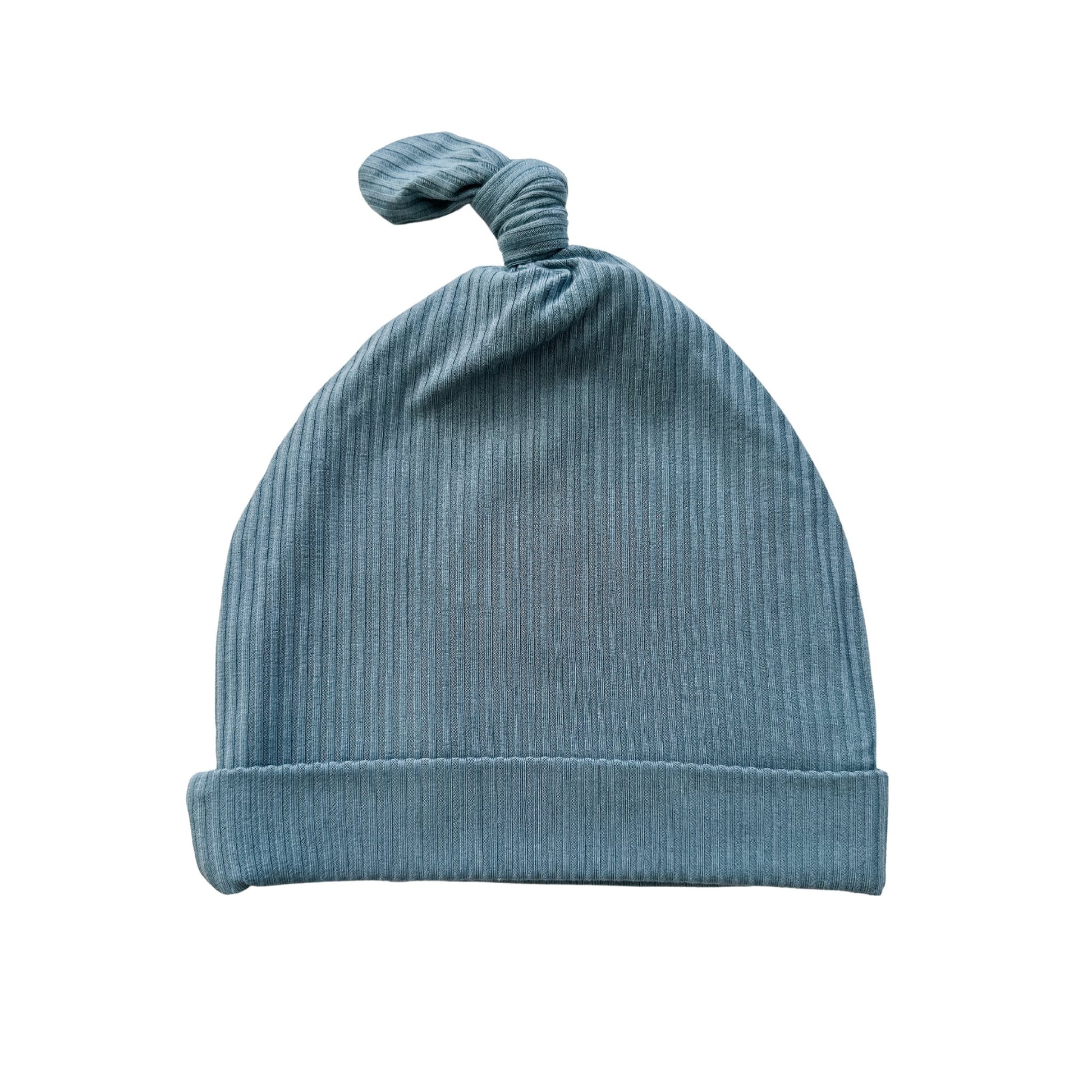 Knot Hat - Arona Blue Ribbed - Harp Angel Boutique