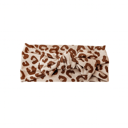 Knotted Baby Bow Headband - Leopard - Harp Angel Boutique
