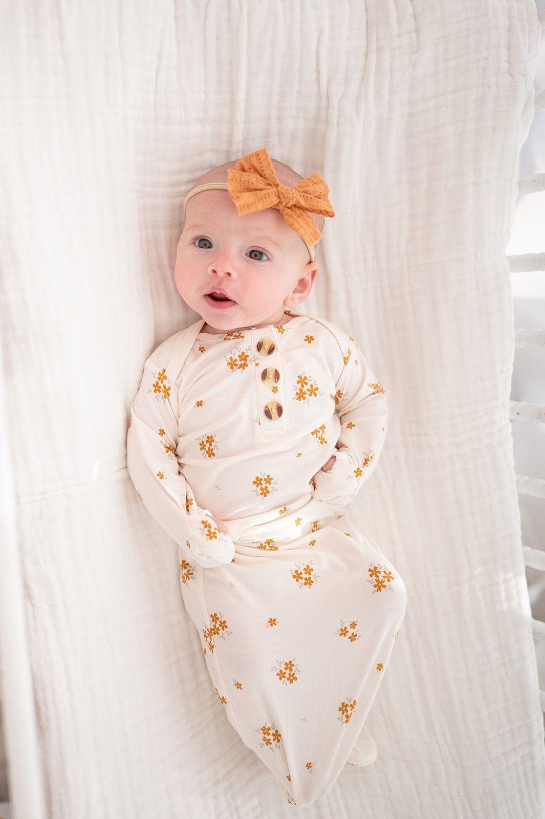 Knotted Baby Gown - Caramel Bloom - Harp Angel Boutique