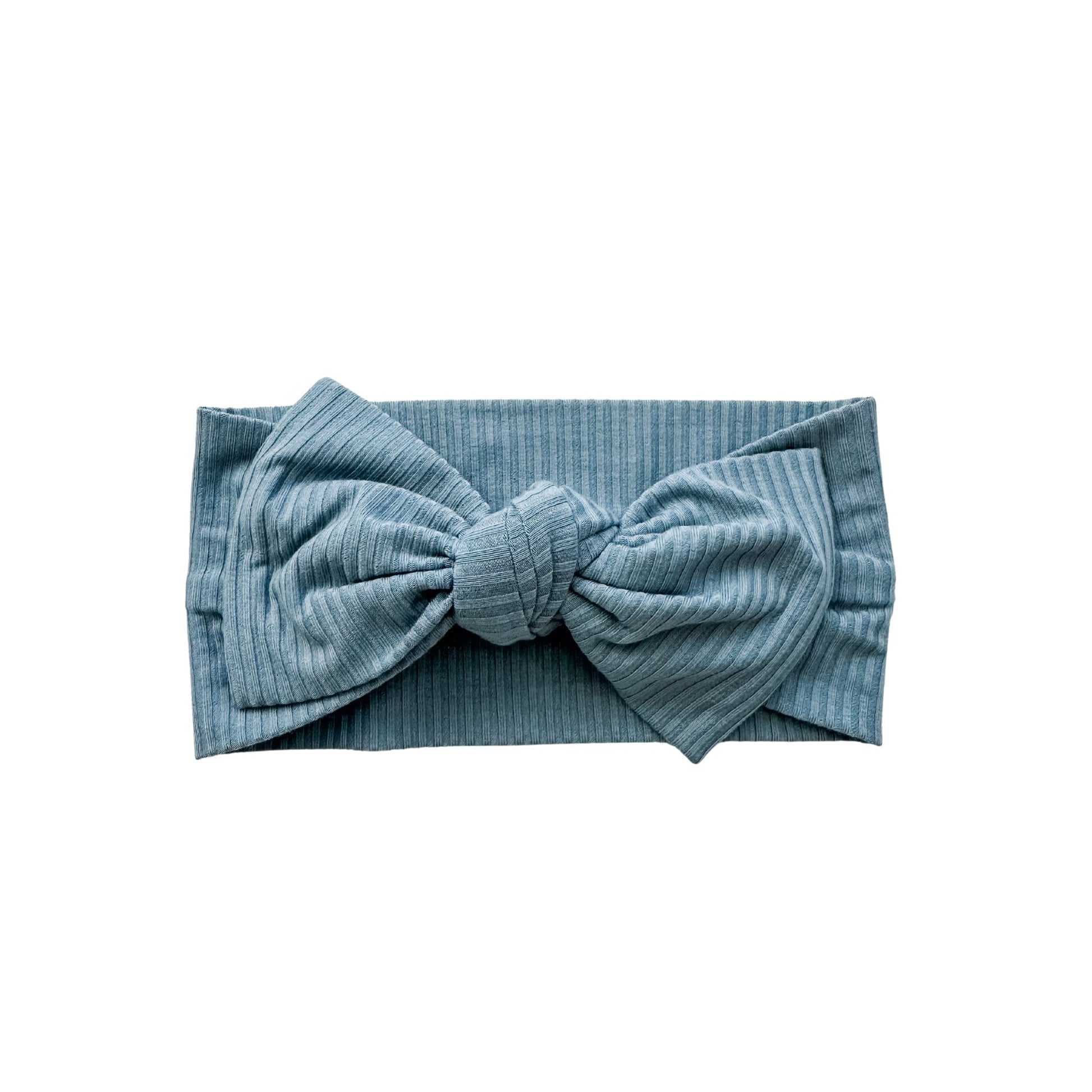 Knotted Headband - Arona Blue Ribbed - Harp Angel Boutique