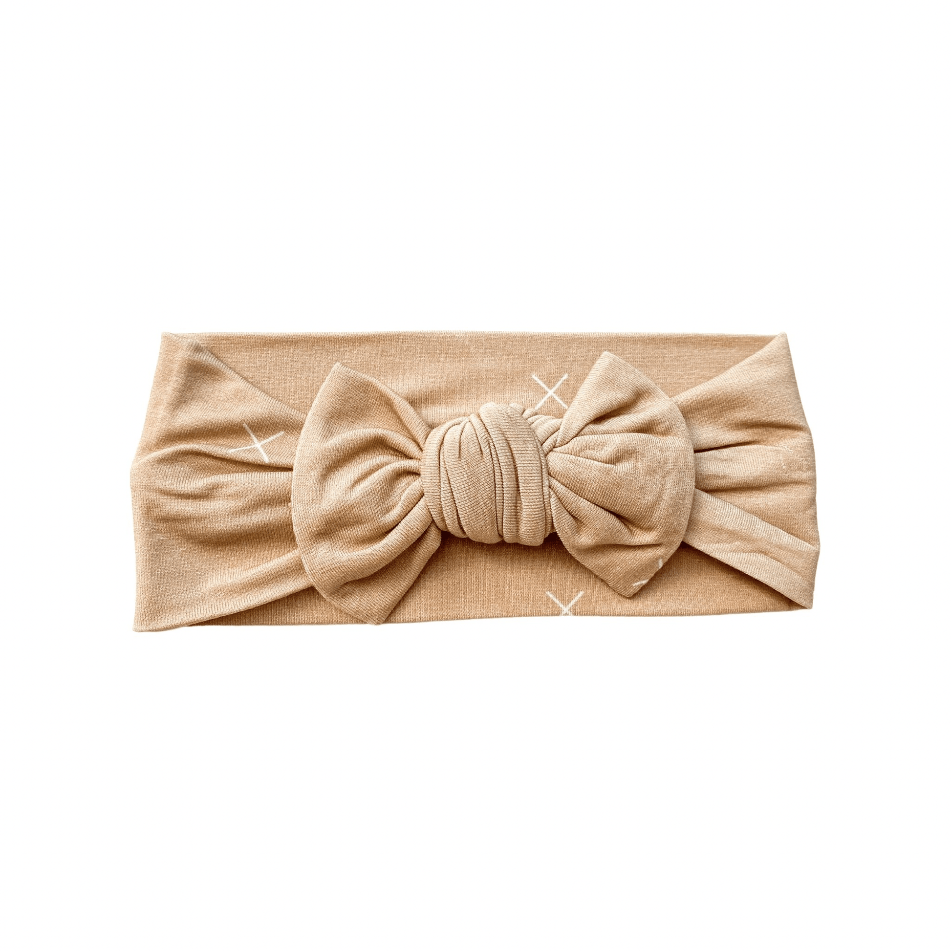Knotted Headband - Beige X’s - Harp Angel Boutique