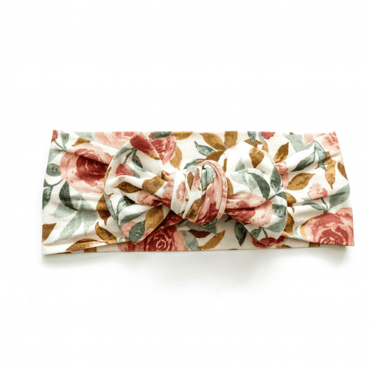 Knotted Headband - Dusty Pink Floral - Harp Angel Boutique