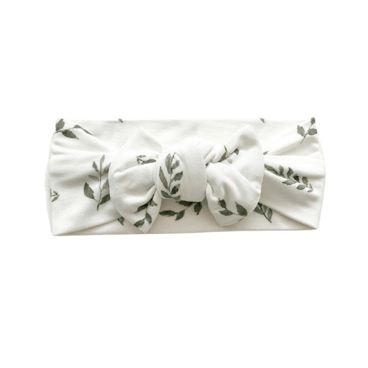 Knotted Headband - Green Leaves - Harp Angel Boutique