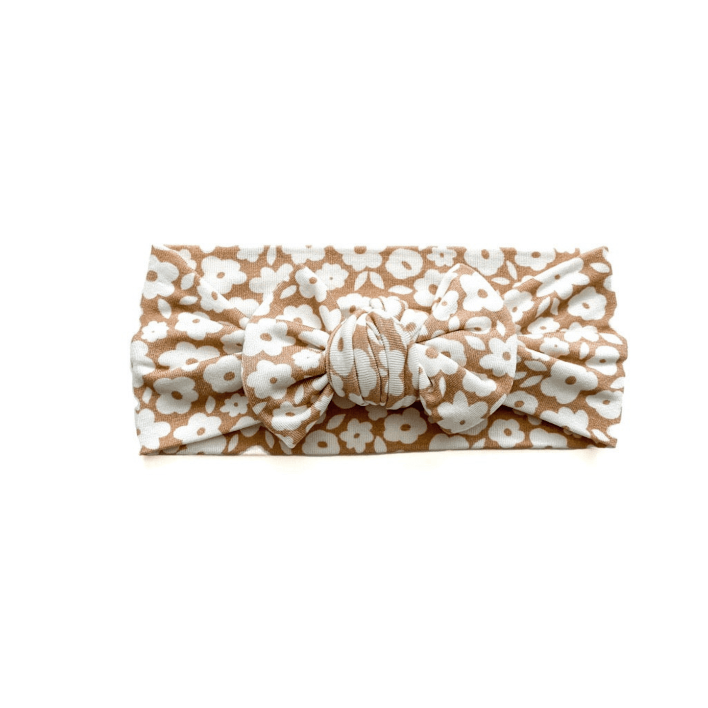 Knotted Headband - Mocha Ditsy Floral - Harp Angel Boutique