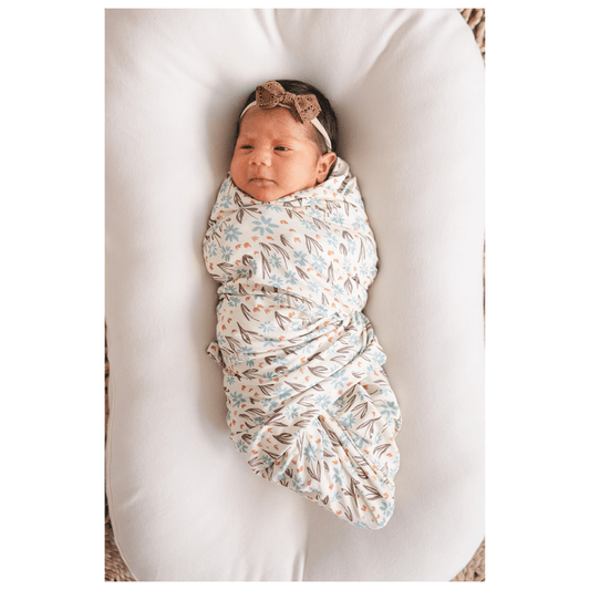 La La Floral Bamboo Baby Swaddle Blanket – Stretch Newborn Swaddle - Harp Angel Boutique