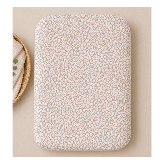 Mocha Ditsy Floral Bamboo Changing Pad Cover - Harp Angel Boutique