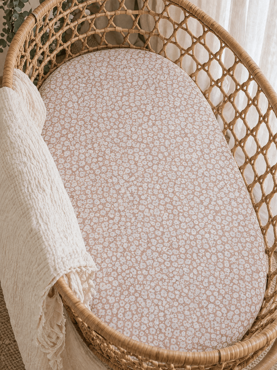 Mocha Ditsy Floral Bamboo Changing Pad Cover - Harp Angel Boutique