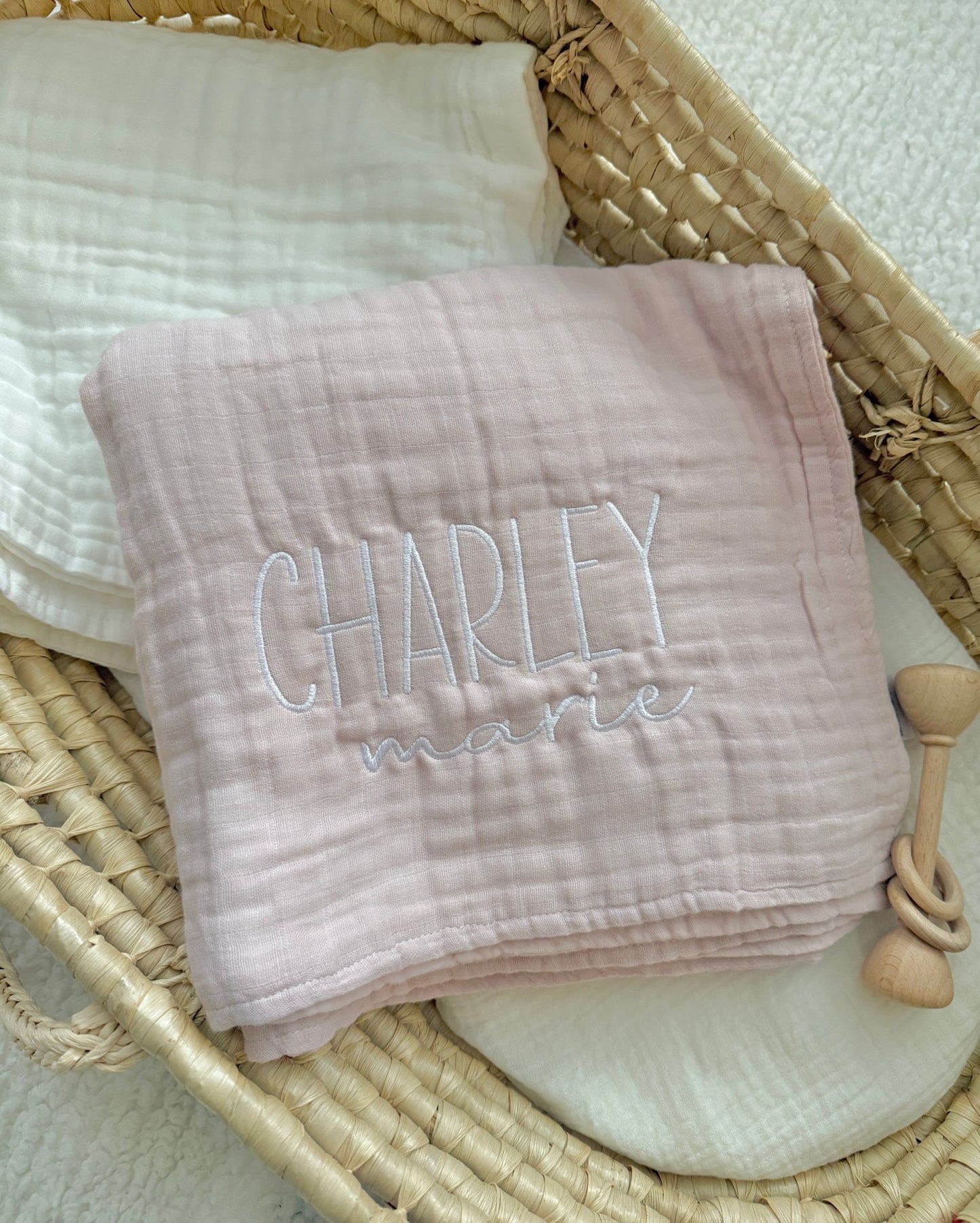 Muslin 6 - Layer Blanket - Baby Pink - Harp Angel Boutique