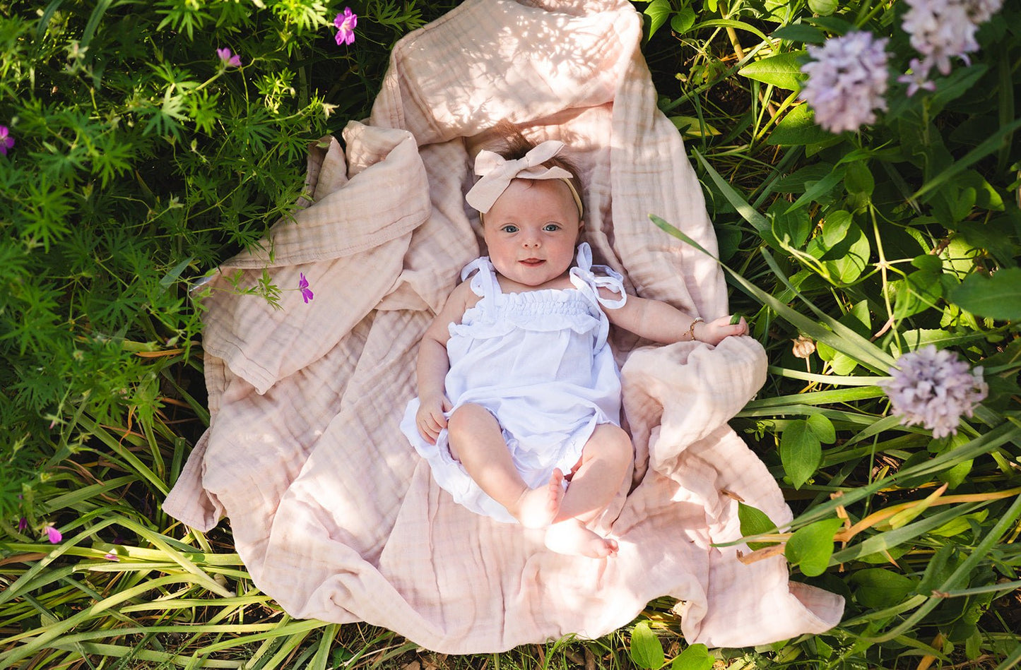 Muslin 6 - Layer Blanket - Baby Pink - Harp Angel Boutique