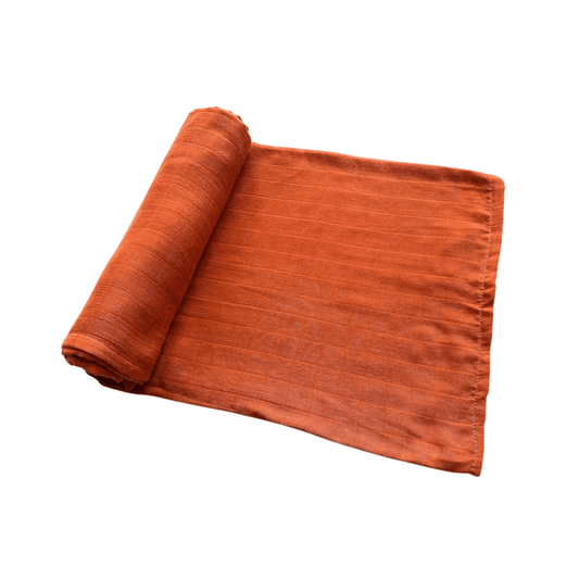 Muslin Bamboo Swaddle Blanket - Rust - Harp Angel Boutique