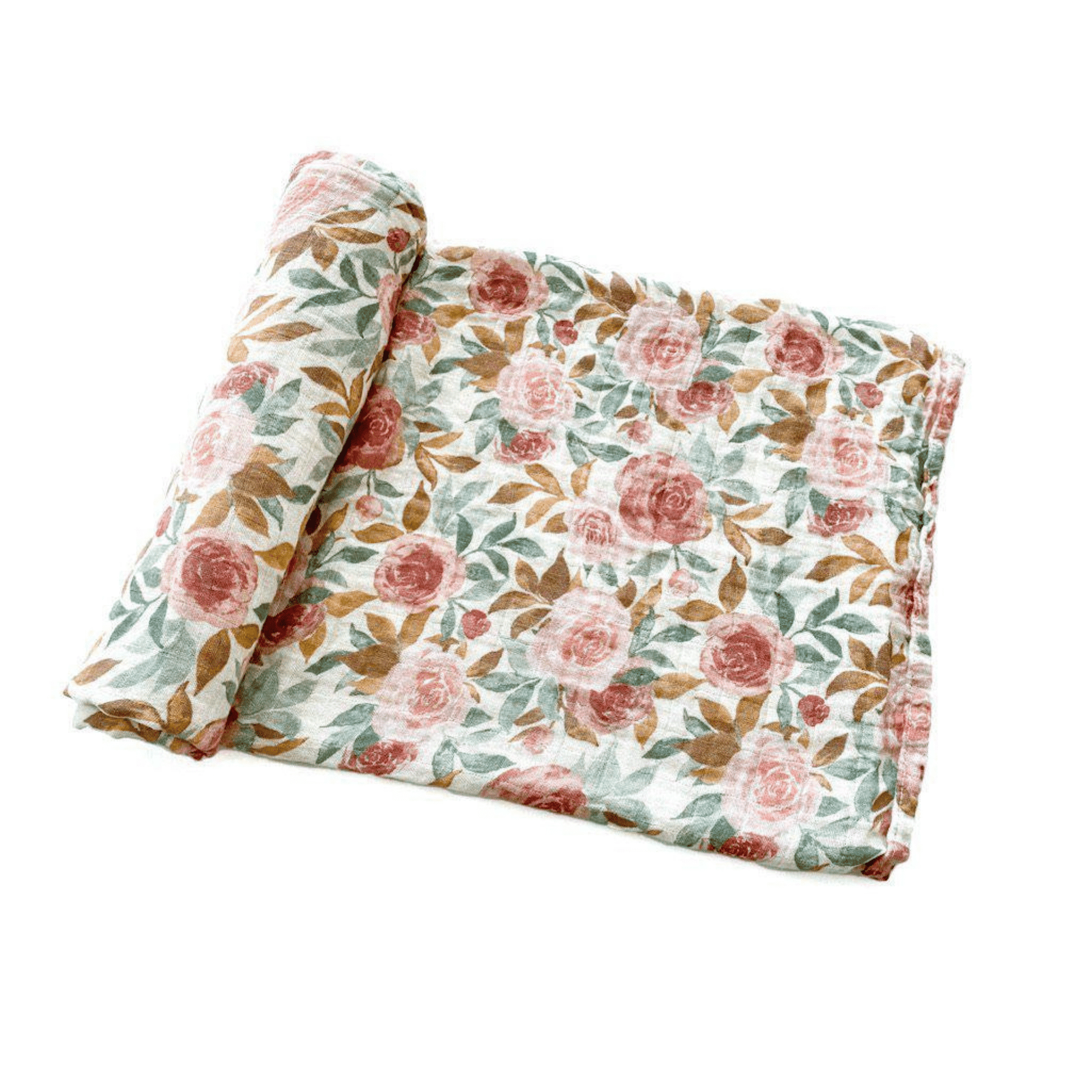 Muslin Swaddle Blanket - Dusty Pink Floral - Harp Angel Boutique