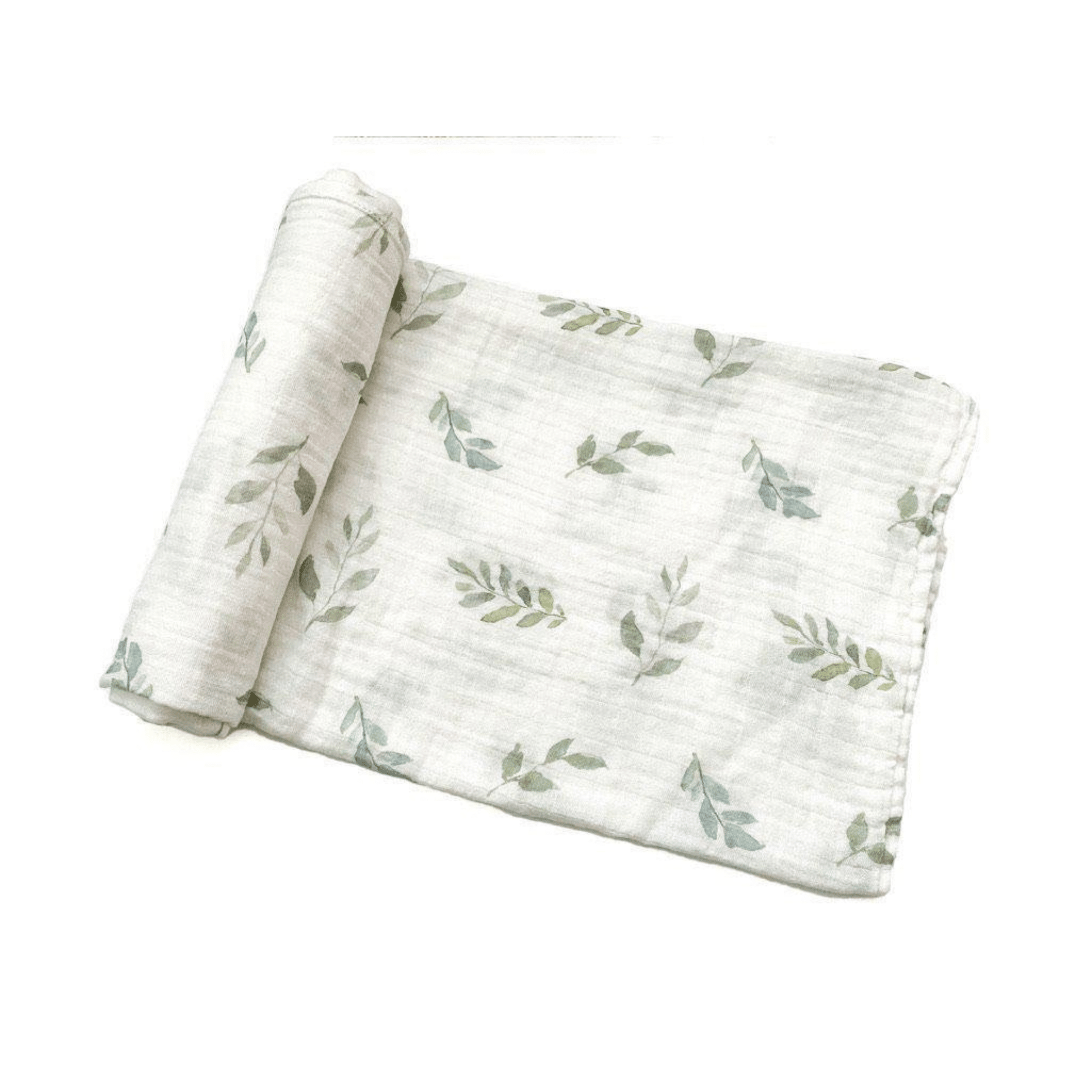 Muslin Swaddle Blanket - Green Leaves - Harp Angel Boutique