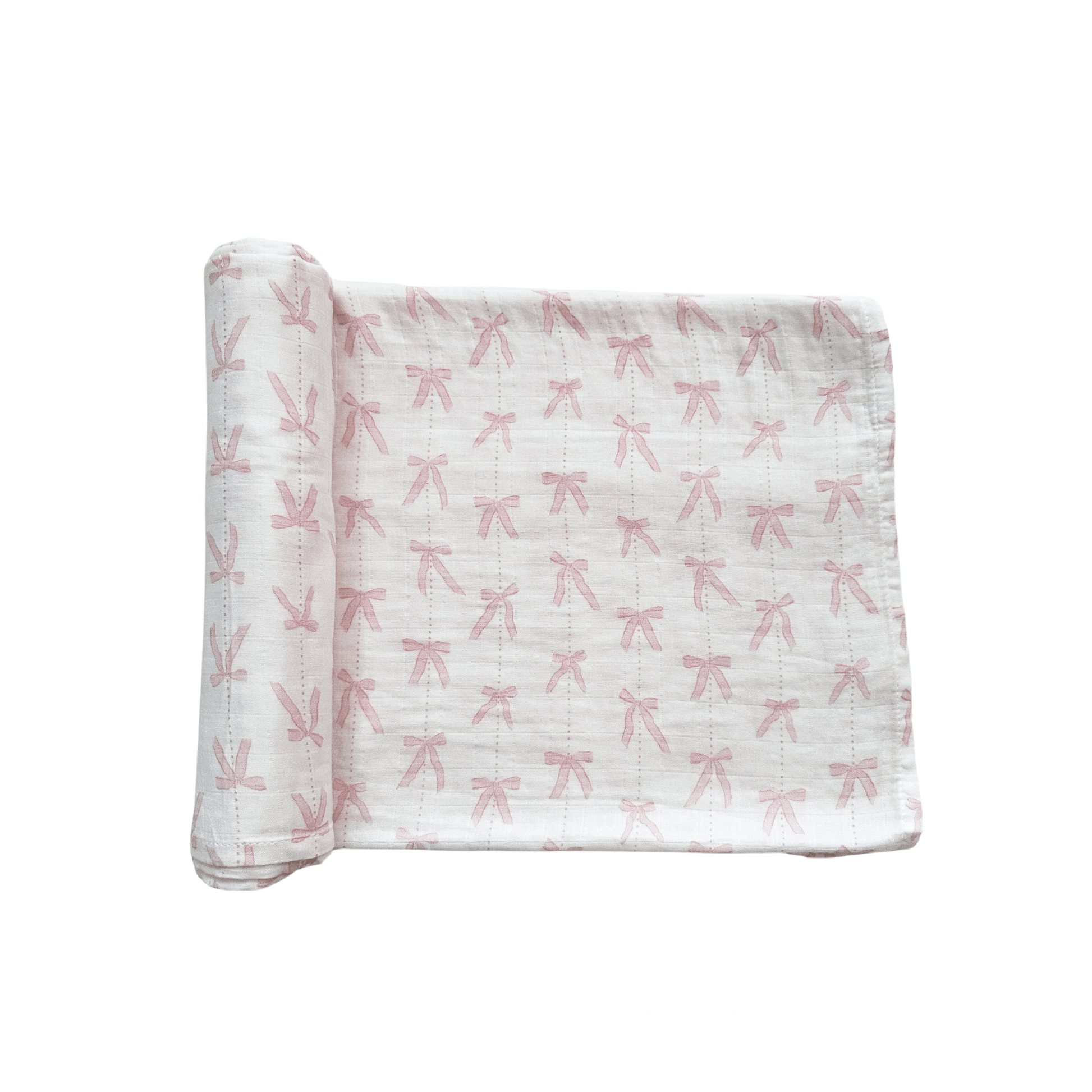 Muslin Swaddle Blanket - Pink Bows - Harp Angel Boutique