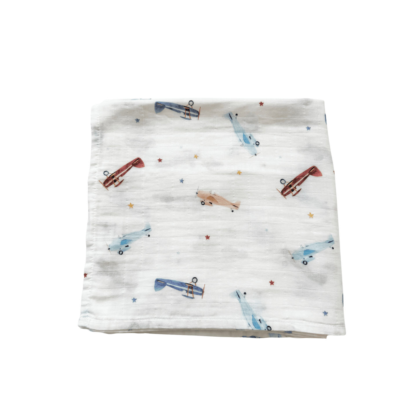 Muslin Swaddle Blanket - Vintage Airplane - Harp Angel Boutique