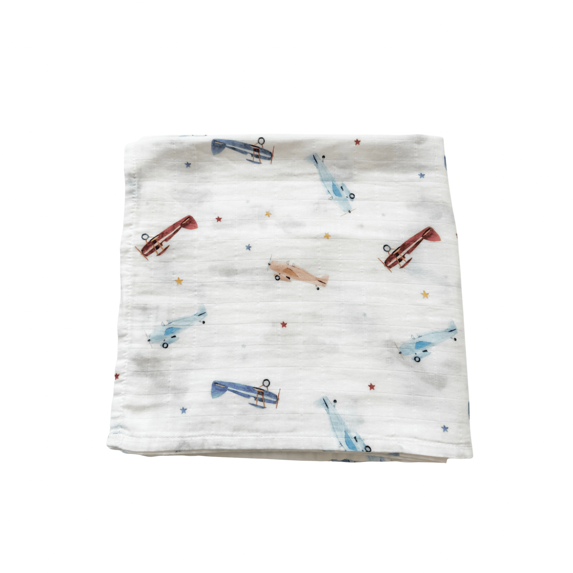 Muslin Swaddle Blanket - Vintage Airplane - Harp Angel Boutique