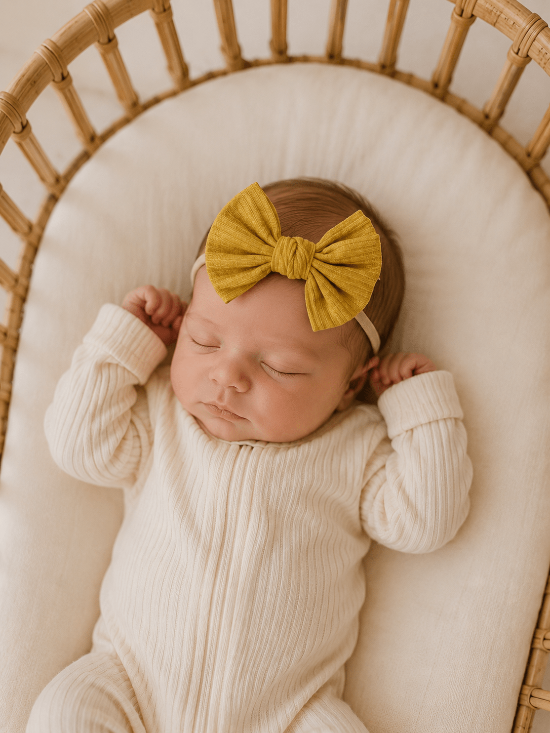 Mustard Ribbed One Size Knot Bow Headband - Harp Angel Boutique