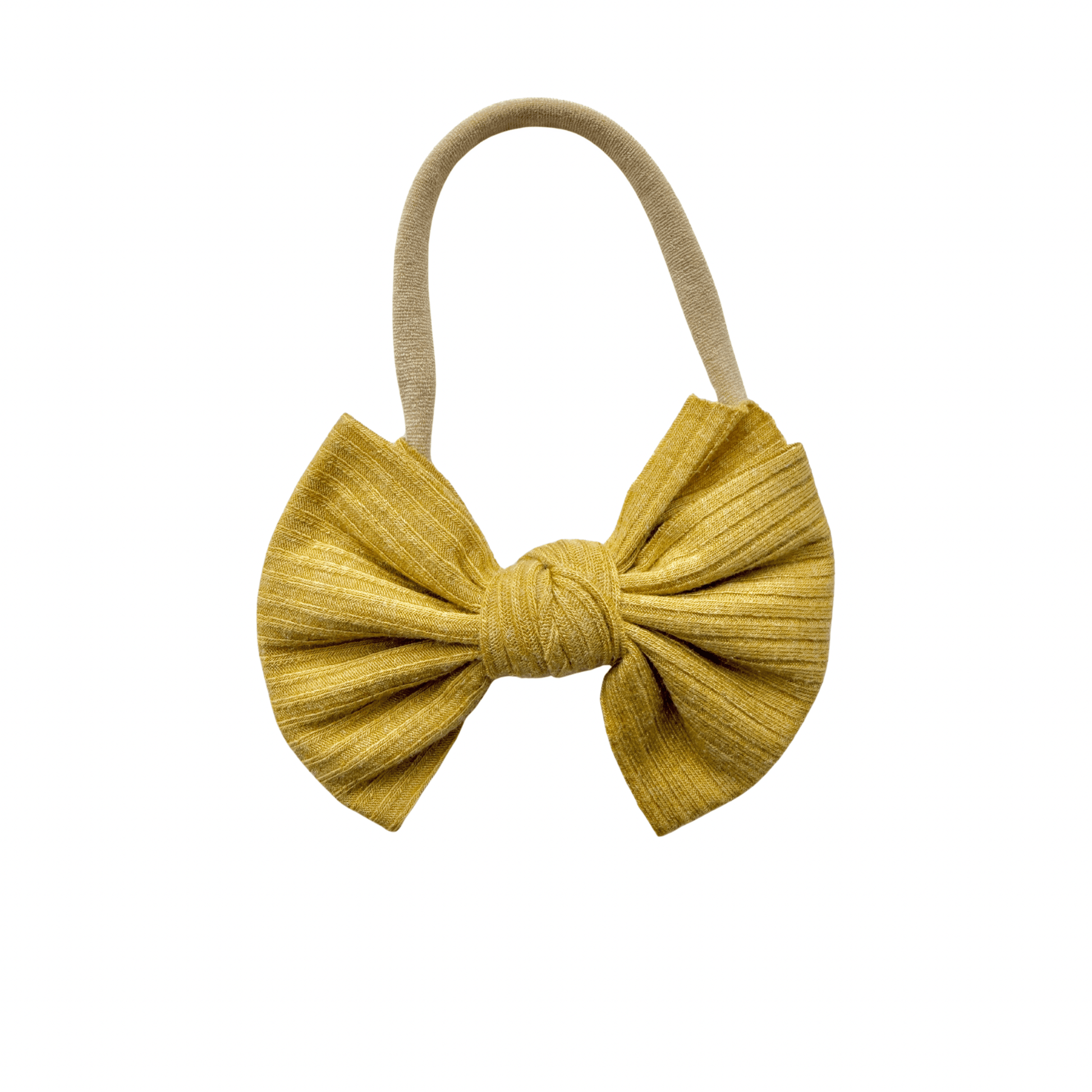 Mustard Ribbed One Size Knot Bow Headband - Harp Angel Boutique