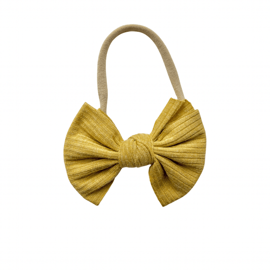 Mustard Ribbed One Size Knot Bow Headband - Harp Angel Boutique