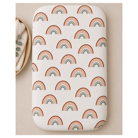 Neutral Rainbow Bamboo Changing Pad Cover - Harp Angel Boutique