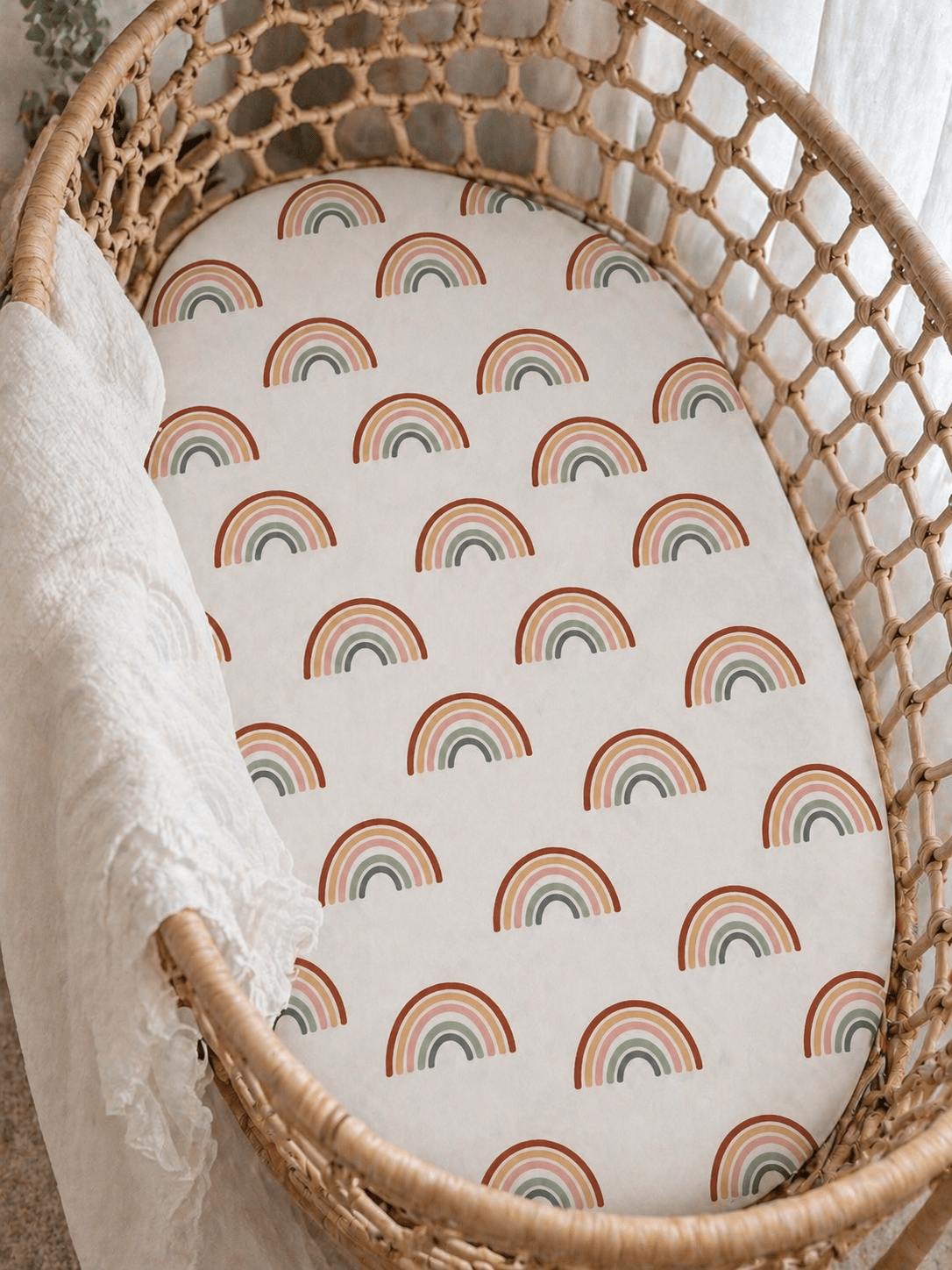Neutral Rainbow Bamboo Changing Pad Cover - Harp Angel Boutique