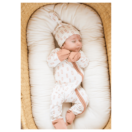 Neutral Rectangle Bamboo Baby Pajamas | 2 - Way Zipper Sleeper - Harp Angel Boutique