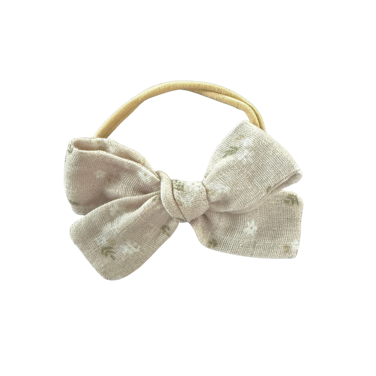 Oatmeal Floral One size Bow Headband | Clip - Harp Angel Boutique