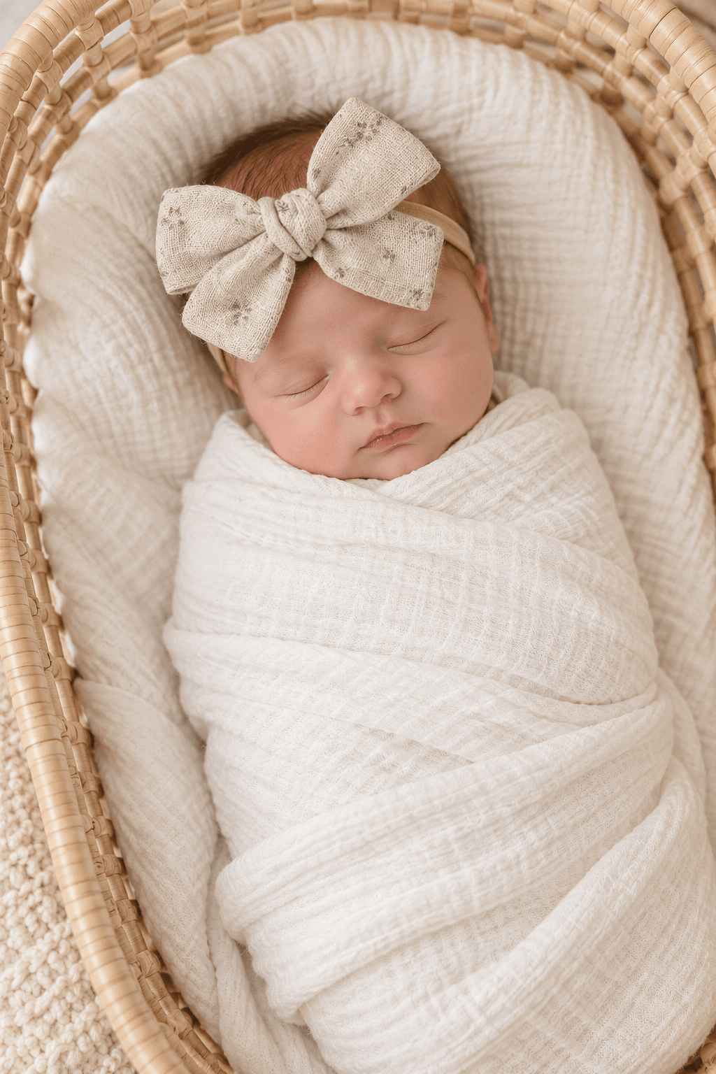 Oatmeal Floral One size Bow Headband | Clip - Harp Angel Boutique