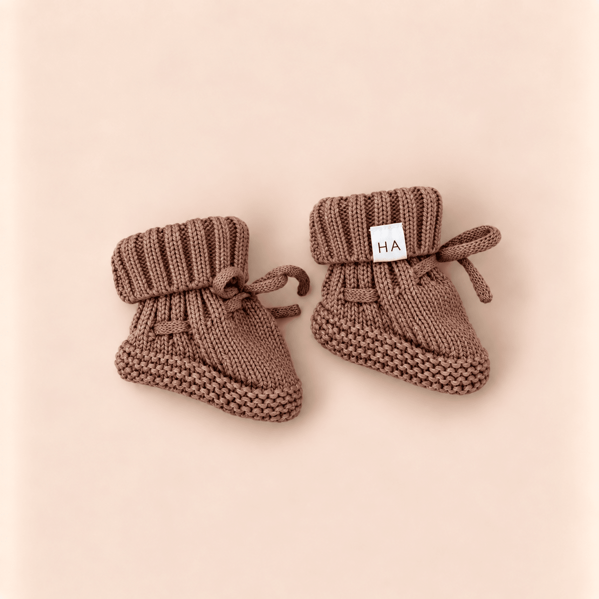 Organic Cotton Knit Baby Booties – Brown - Harp Angel Boutique