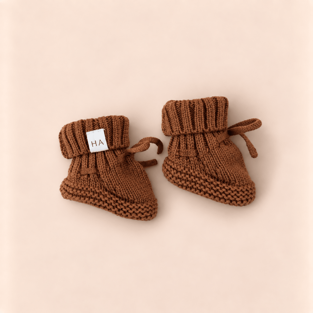 Organic Cotton Knit Baby Booties – Cinnamon - Harp Angel Boutique