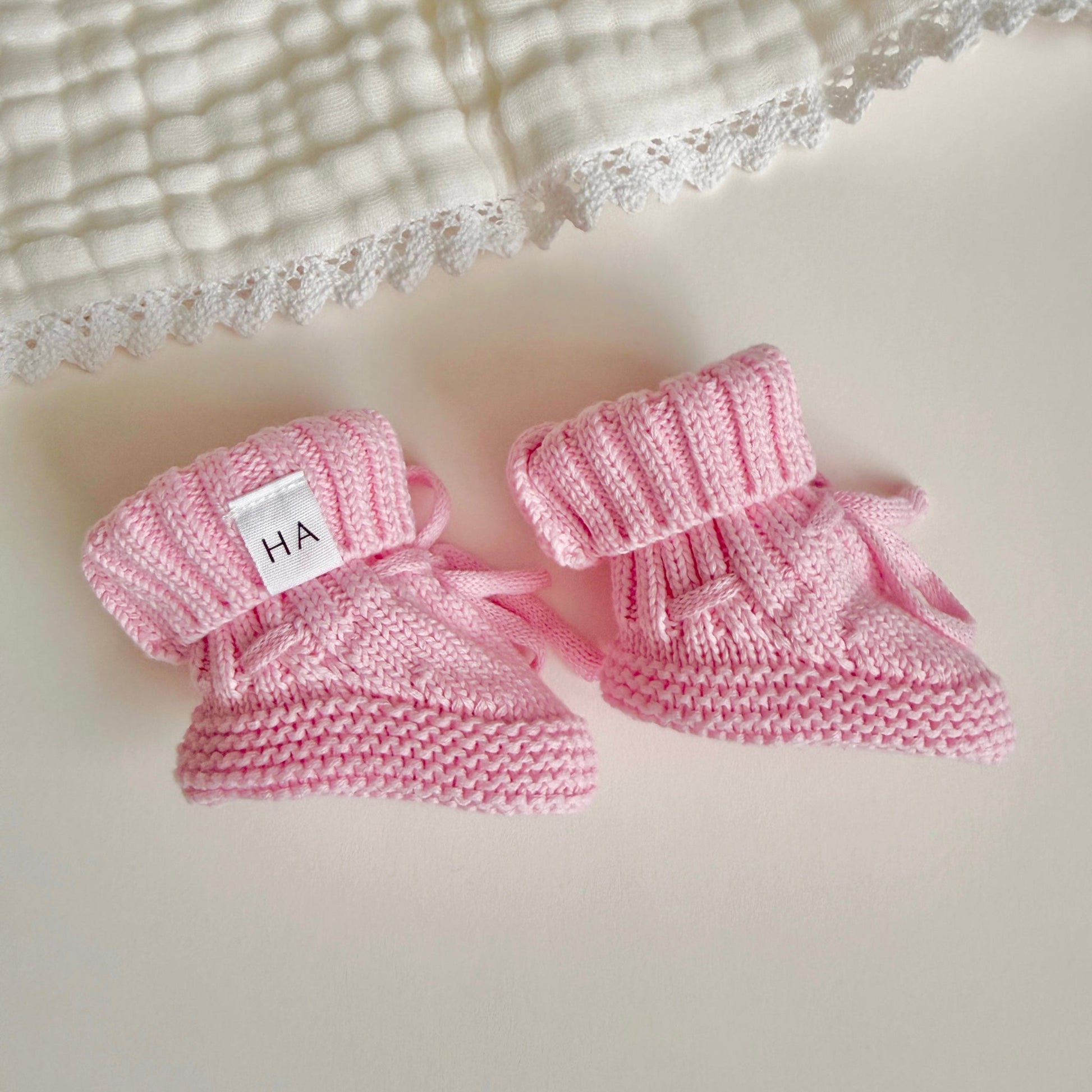 Organic Cotton Knit Baby Booties – Pink - Harp Angel Boutique