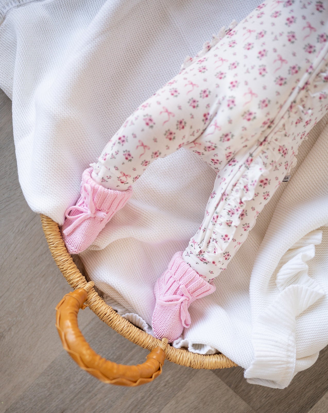 Organic Cotton Knit Baby Booties – Pink - Harp Angel Boutique