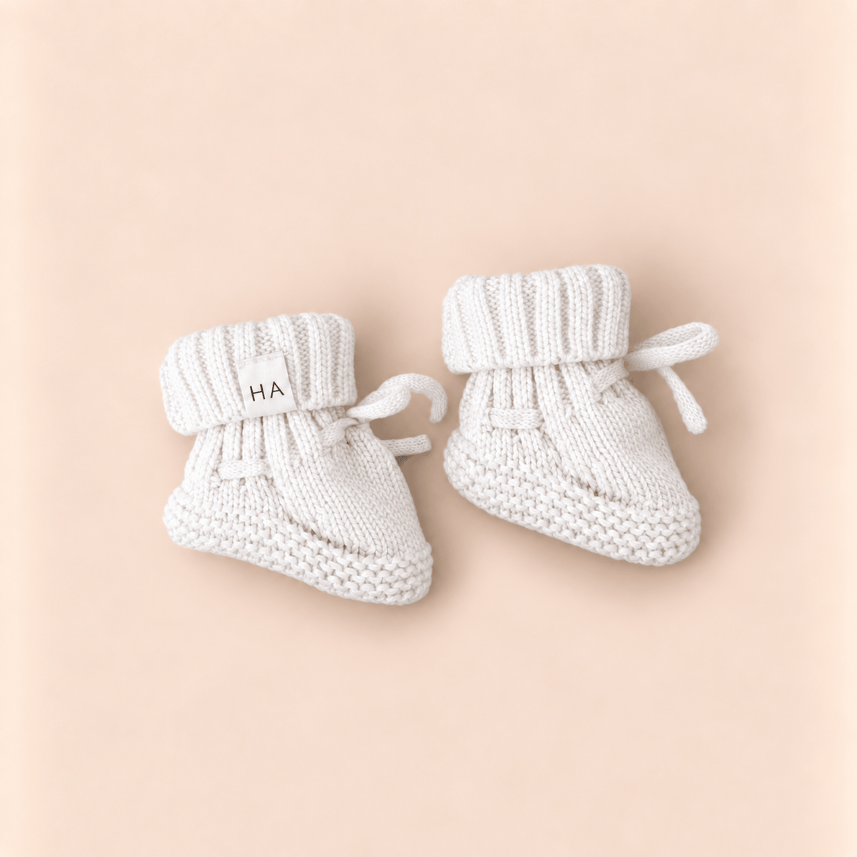 Organic Cotton Knit Baby Booties – White - Harp Angel Boutique