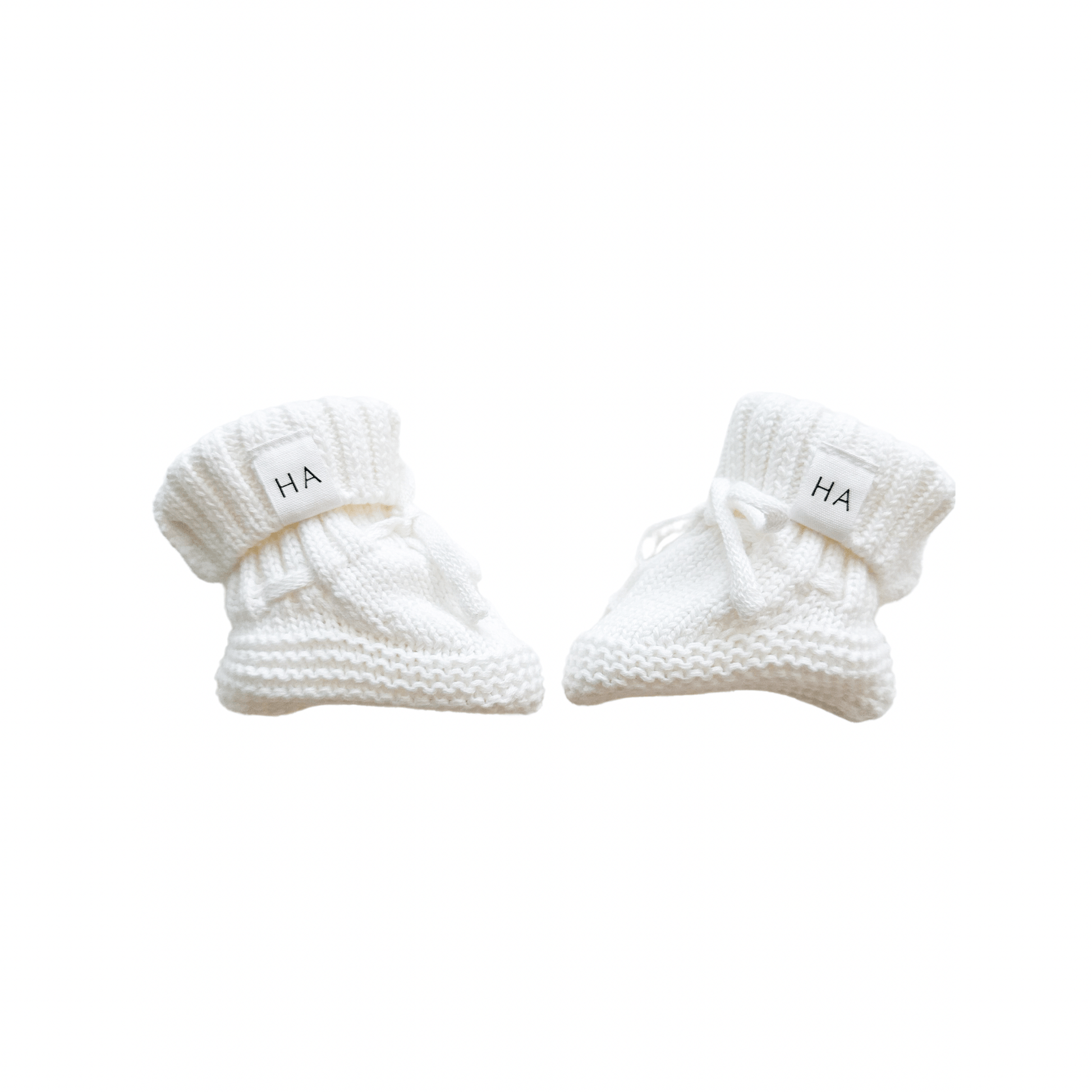 Organic Knit Booties - White - Harp Angel Boutique