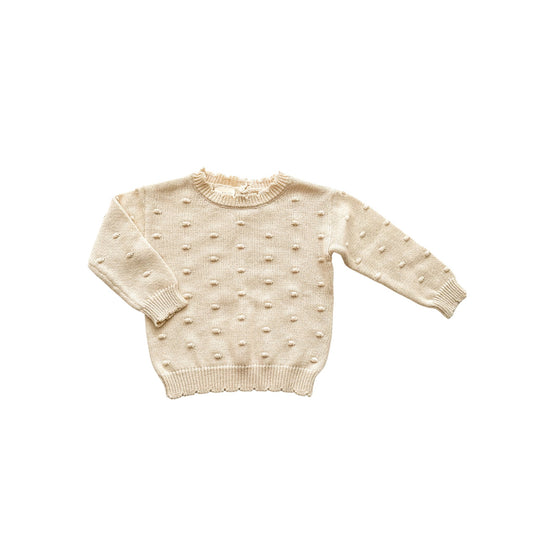 Organic Knit Sweater - Cream Pom - Harp Angel Boutique