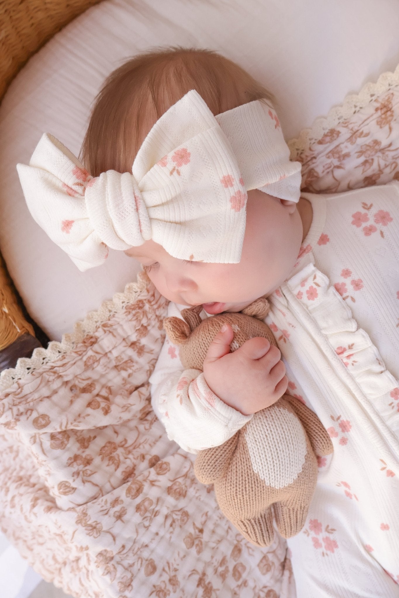 Oversized Headband - Pink Floral Pointelle - Harp Angel Boutique