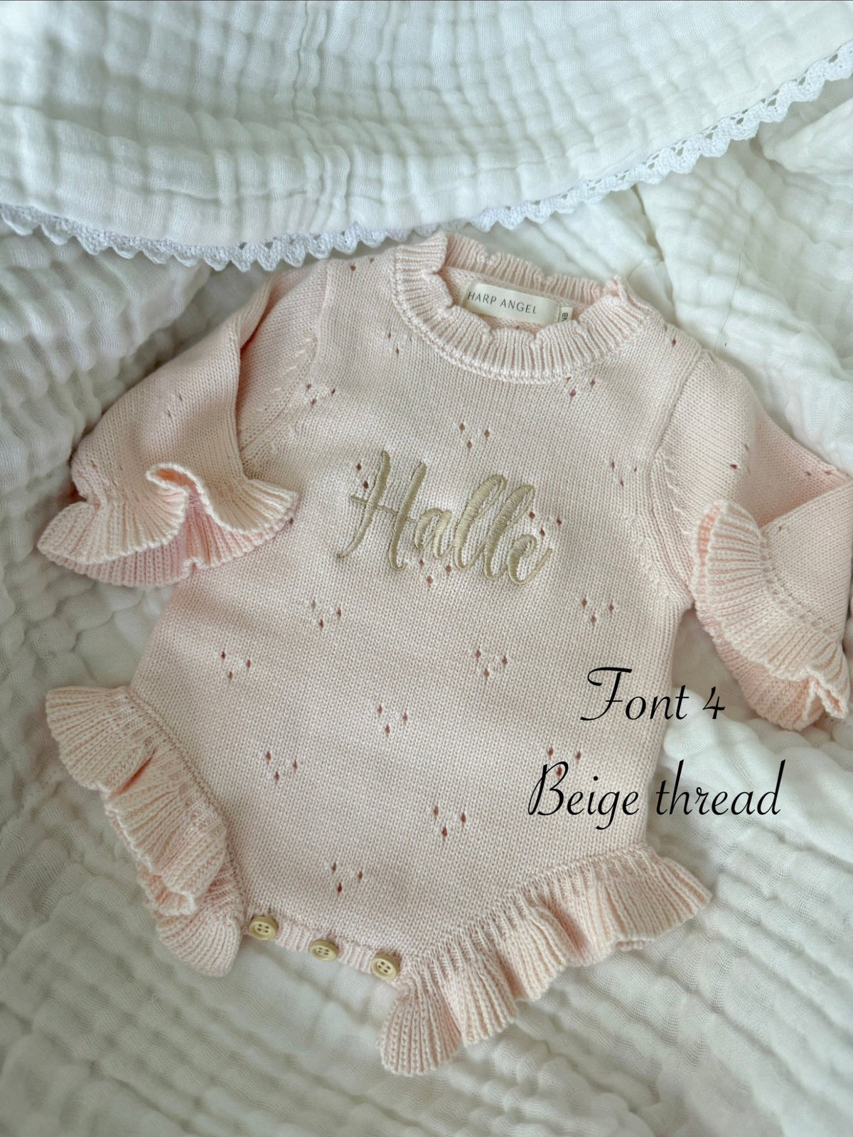 Pointelle Soft Blush Pink Organic Knit Ruffle Romper - Harp Angel Boutique