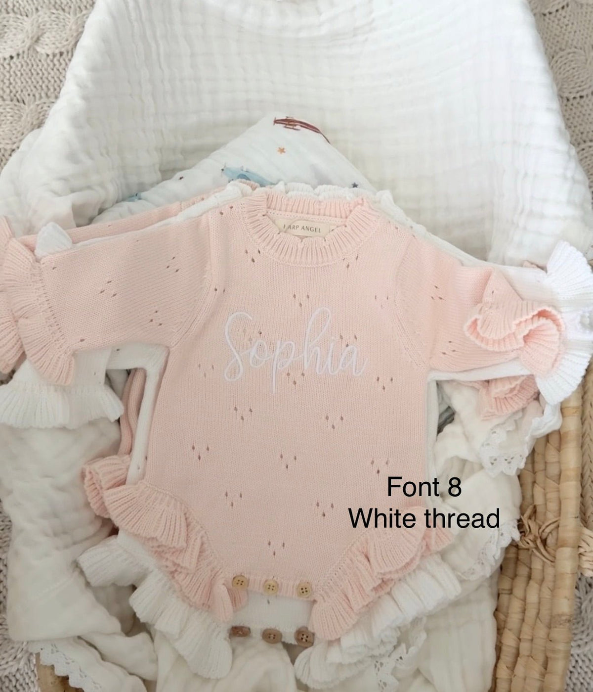 Pointelle Soft Blush Pink Ruffle Romper | Personalized Bundle - Harp Angel Boutique