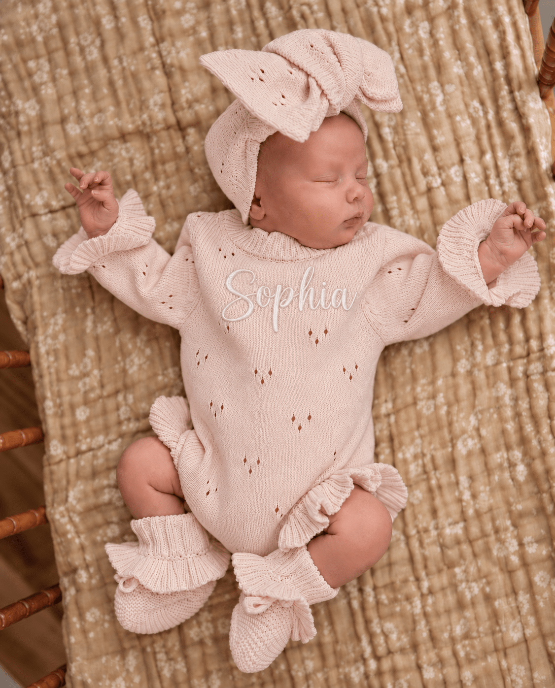 Pointelle Soft Blush Pink Ruffle Romper | Personalized Bundle - Harp Angel Boutique