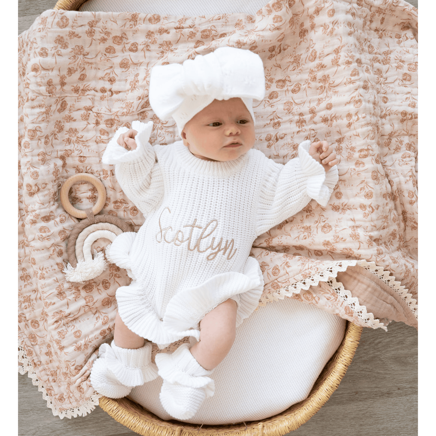PRE - ORDER** Muslin 6 - Layer Blanket – Organic Vintage Floral Lace - Harp Angel Boutique
